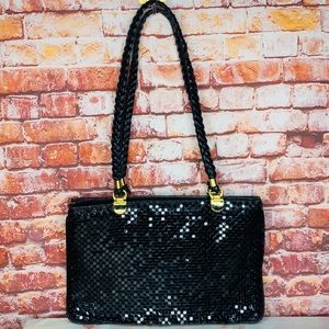 Vintage Elka Black Chainmail Mesh Sparkly Shoulder Bag